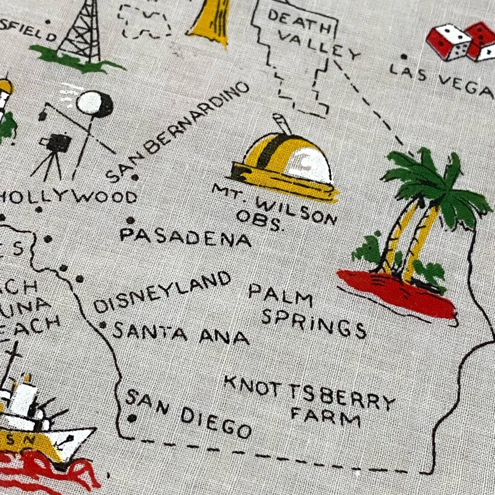 Vintage 1950’s Handkerchief Map of California MCM Retro Souvenir Travel - Picture 11 of 14